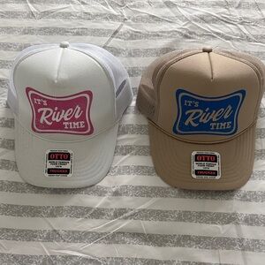 OTTO 'It's River Time' Trucker Hats - White and Tan